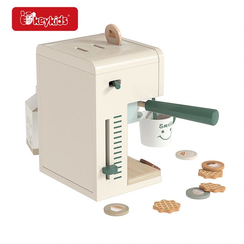 Simulation play appliance wooden coffee maker toy for kids W10D643