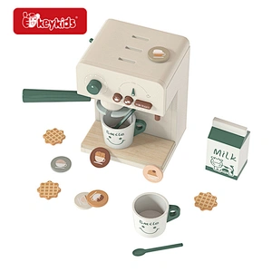Simulation play appliance wooden coffee maker toy for kids W10D643