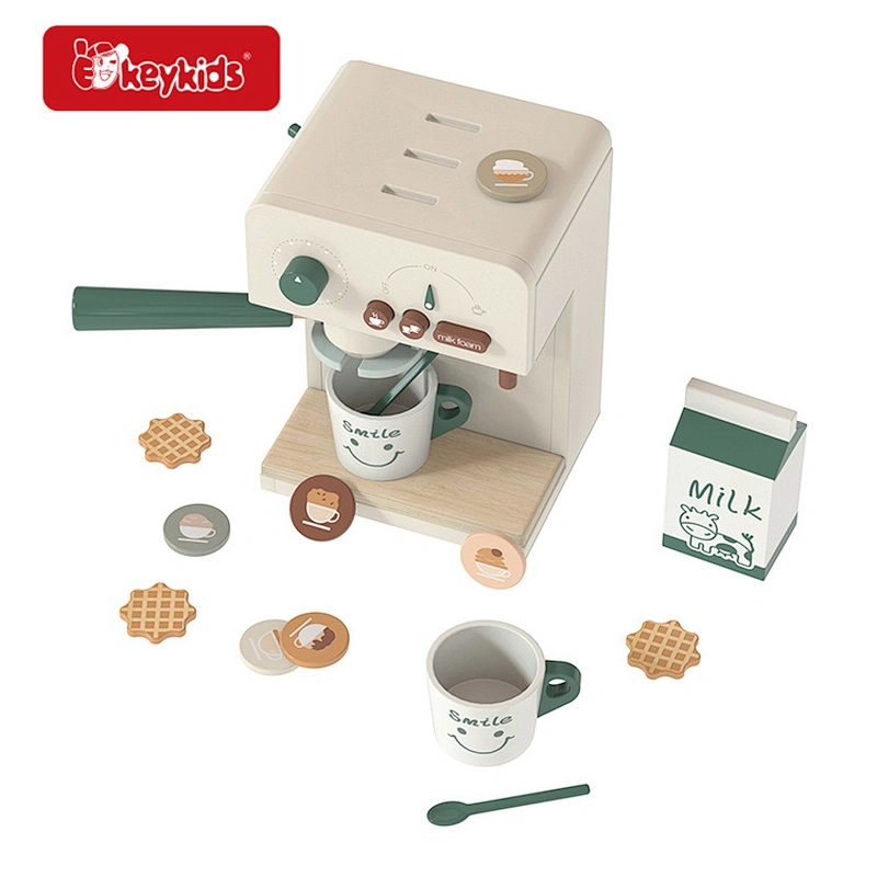Simulation play appliance wooden coffee maker toy for kids W10D643