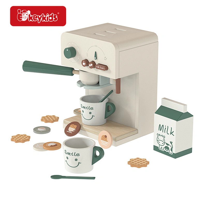 Simulation play appliance wooden coffee maker toy for kids W10D643